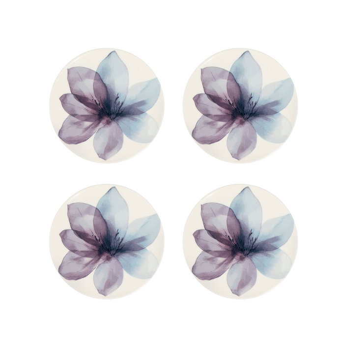 Hermia Fleur Blue Toi 4 TT 22 Juego de Platos de Postre Multicolor de 22 cm de Porcelana